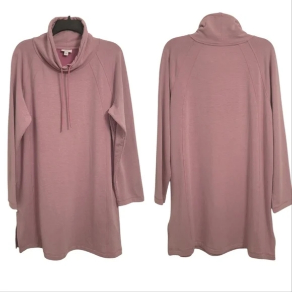 J JILL SOFT Touch Light Mauve Blush Cowl Neck Dress - Picture 1 of 10